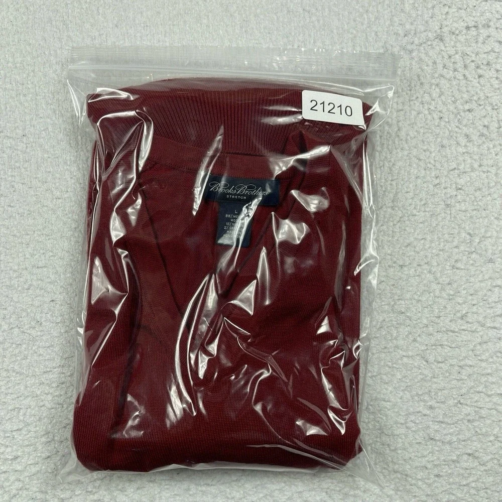 Brooks Brothers Sweater Mens Large Red Stretch Merino Blend Vintage Hong‎ Kong